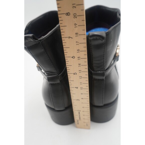 Tommy Hilfiger Women's Black Leather Ankle Gold Buckle Block Heel Booties Sz 11M - Picture 10 of 14